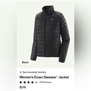 Patagonia Black Down Sweater Jacket Women’s size Small